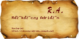 Rákóczy Adrián névjegykártya